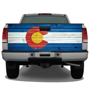 Colorado Flag Distressed Wood Vintage Truck Tailgate Vinyl Graphic Decal Wraps - Picture 1 of 3
