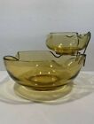Vintage Anchor Hocking Accent Modern Yellow/Amber Glass Chip And Dip Set Bowls