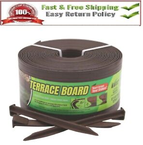 Brown Landscape Lawn Edging With Stakes 5 in. x 40 ft. Garden Edge Terrace Board