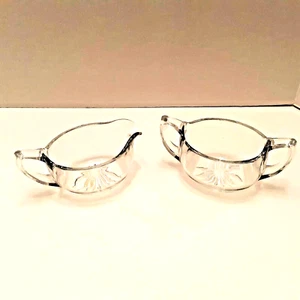 Vintage Cream & Sugar Bowl Clear Glass Starburst MCM Low Profile 2pc Teeny Chip - Picture 1 of 8