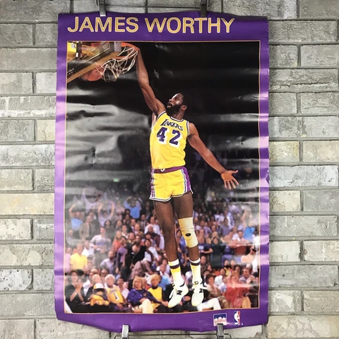 Vintage 80s James Worthy Los Angeles Lakers Poster 33 1/2 x 22 1/2 Basketball Cover