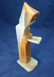 Onyx Marble Monk Bookends - Very Heavy Stone Reading Hooded Figure 10 3/4" Tall - Picture 1 of 12