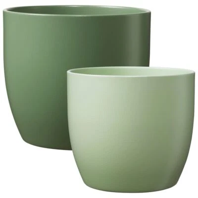 Keramik Blumentopf Pflanzkübel Übertopf Basel Lindgrün/Moosgrün 8-27 cm - Bild 1 von 3