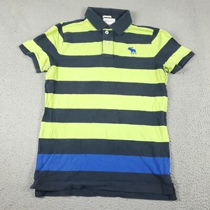 Abercombie Fitch Polo Shirt Boys 2XL Yellow Blue Black Stripe Short Sleeve Kids* - Picture 1 of 8
