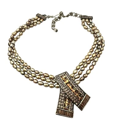 Ожерелье Heidi Daus с розовым кристаллом жемчугом бронзового тона от 16 до 18 дюймов - Изображение 1 из 3