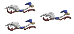Looney Tunes Road Runner Running 4" Wide Embroidered Iron on Patch Set of 3 - Picture 1 of 1