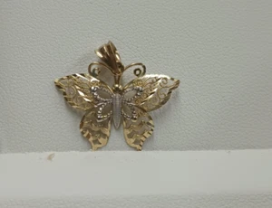 10k Two Tone Butterfly Pendant - Picture 1 of 6