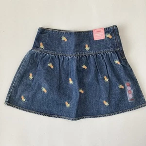Gymboree Aloha Wahine Embroidered Pineapple Denim Jean Skirt Size 4 - Picture 1 of 1