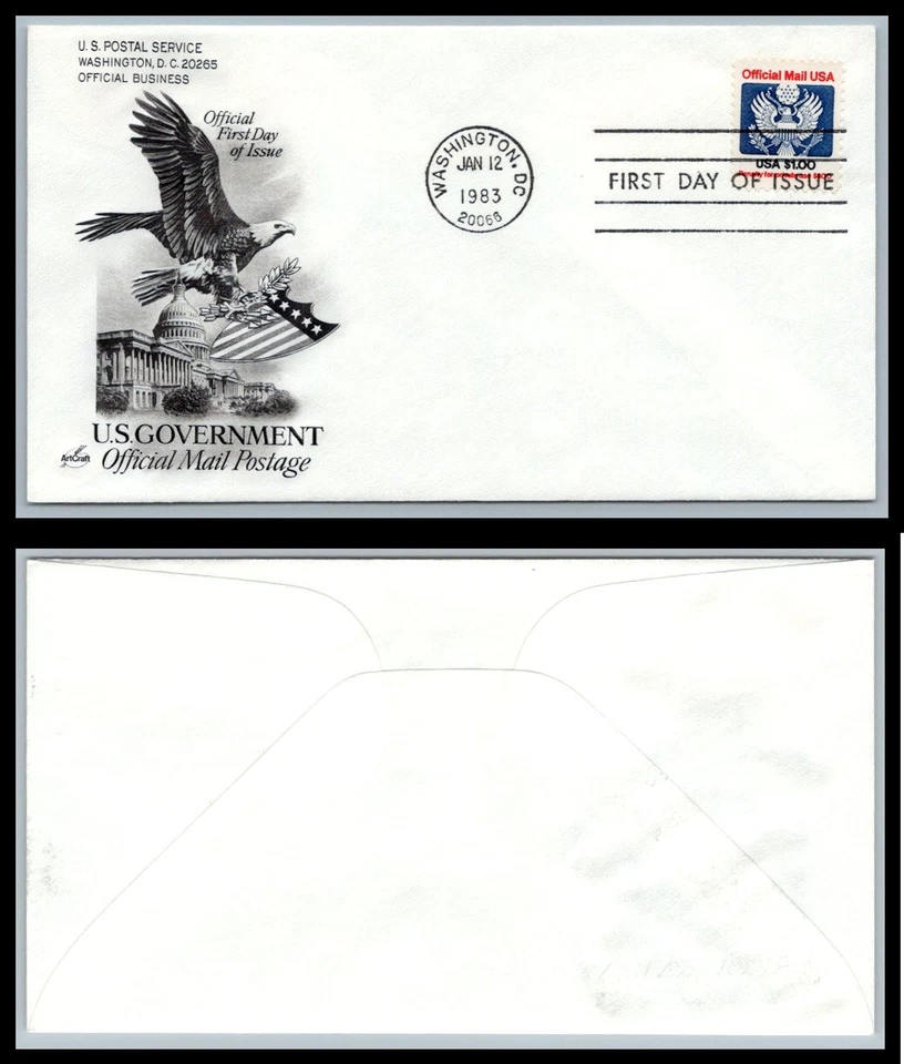 US FDC # O132 $1 Official Eagle  ArtCraft   1983, 9p8348 - Image 1 of 1