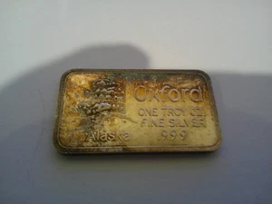 OXFORD 1 TROY OUNCE Alaska  1 oz .999 Silver Bar SHOWN TONING - Picture 1 of 3