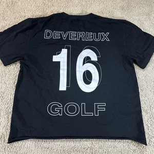 Deveroux Golf Shirt Mens Medium Black Run Club 16 Big Print Golf - Afbeelding 1 van 14