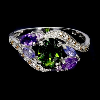 925 Sterling Silver Ring Oval Chrome Diopside 8x6mm Sapphire  No USA Import Fees - Image 1 of 4