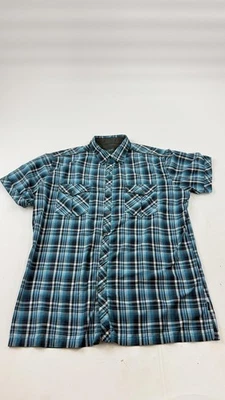 Camisa Kuhl Para Hombres Grande Azul A Cuadros Manga Corta Frente a Presión Senderismo Occidental Foto 1 de 4