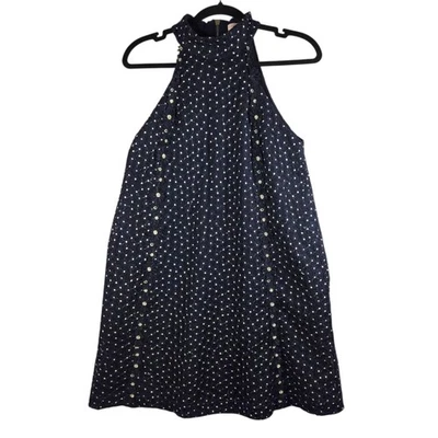 Ted Baker Daysil платье женщин 2 темно-синий с бретелью через шею маргаритки кружева цветочный карманы высокий гриф - Изображение 1 из 4