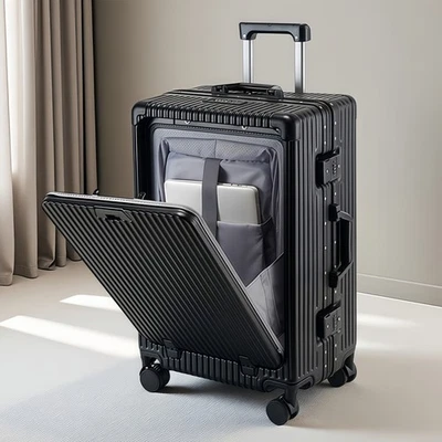 Travel Carry On Suitcase Zipperless Aluminum Frame PC Hard Shell Luggage  Black - Image 1 of 4