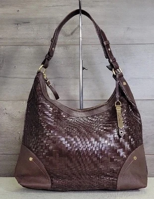 Bolso de Mano Cole Haan Tejido Genevieve Cuero Marrón Usado en Excelente Condición Foto 1 de 4