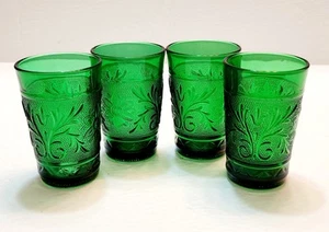 Four Anchor Hocking Vintage Green Tiara/Sandwich Juice Glasses - #29804 - Picture 1 of 4