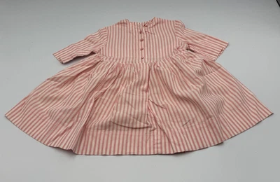 Винтажный 1961-62 хлопок льняное летнее платье w/нижняя юбка розовый/белый измерения - Изображение 1 из 4