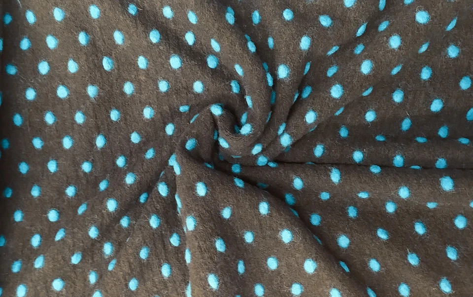 Wolle Walkloden Walk Mantelstoff Punkte Türkis auf Schwarz EUR 13,99 - Bild 1 von 1