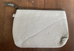Thirty One Make-up Kosmetik Reisetasche beige bestickt Reißverschluss innen gestreift - Bild 1 von 5