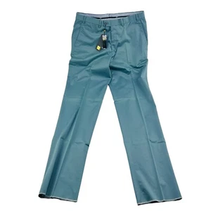 NWT Hiltl Blue Carlo Bonomi ZE200 Flat Front Pants Mens Size 34XUF - Picture 1 of 8