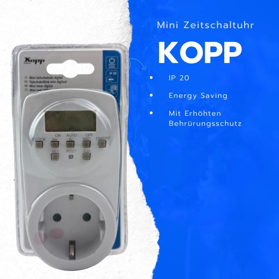 Kopp Zeitschaltuhr elektronisch weiß, IP20 Mini Zeitschaltuhr Digital - Bild 1 von 1