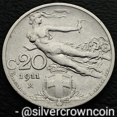 Italy 🇮🇹 20 Centesimi 1911 R. KM#44. Nickel 20 Cents coin Flying Victory Savoy - Image 1 of 4