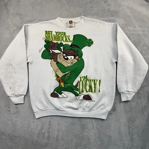 Vintage 1997 Taz Shamrocks St Patrick Sweatshirt Large USA Made Looney Tunes WB - Bild 1 von 9