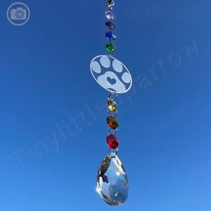 Atrapasol con estampado de pata colgante ~ cuentas de vidrio puente arco iris ~ conmemorativo de pérdida de mascotas - Imagen 1 de 11
