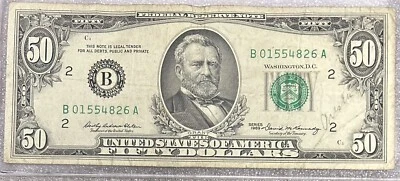 1969 New York $50 Dollar Bill Fr. 2114-B FRN B01554826A 50BL76 NICE OLD BILL! - Image 1 of 2
