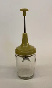 Acme Food Onion Chopper Metal & Glass 1.5 cup Measurements Vintage Olive Green - Picture 1 of 5