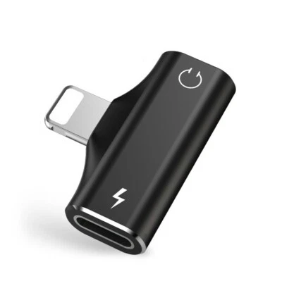 Dual Adapter 2 in 1 Headphone & Audio Charger Cable For iPhone 7 8 SE X 11 12 13 - Image 1 of 4