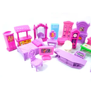 22Pcs Dollhouse Play Set Plastic Furniture Miniature Rooms Kids  Toy - Picture 1 of 6