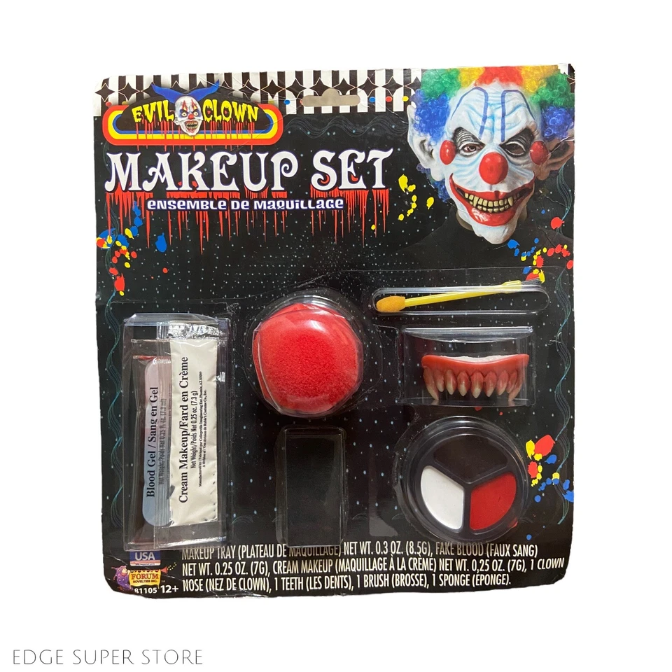 Forum Horror Evil Clown Circus Horror Fake Blood Cream Teeth Make-Up Kit Set - Image 1 of 1
