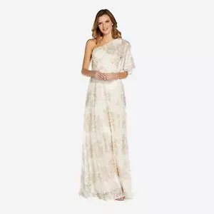 Adrianna Papell Damen festliches Kleid Gr. 2 gold weiß Pailletten langes Kleid neu mit Etikett $ 329 - Bild 1 von 4