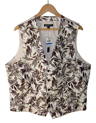 INC International Concepts Men's Size XL Slim-Fit Botanical Vest Neutral Colors - Image 1 of 4
