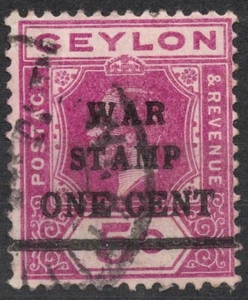 SG336 Sn: #MR4 1918 1c Sello de Guerra de Ceilán Rey Jorge V, usado - Imagen 1 de 2