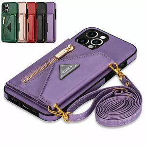 Funda Para iPhone 14 Pro Max 13 12 11 Billetera Tarjeta Cuero Antigolpes Cubierta + Correa - Imagen 1 de 60
