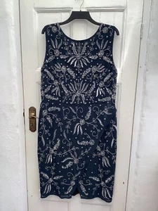 BNWT LOVEDROBE LUXE Embellished Navy Blue Wrap Style Midi Dress UK22 - Picture 1 of 12