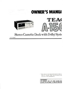 Manual de instrucciones Instrucciones de funcionamiento para Teac A-150  - Imagen 1 de 1