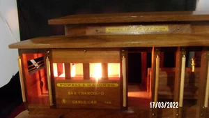  VINTAGE WOODEN POWELL & MASON SAN FRANCISCO CABLE CAR 505 MUSICAL NIGHT LIGHT - Picture 1 of 9