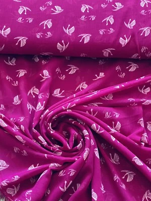 1M lila rosa GEORGETTE Vogel KLEID CHIFFON STOFF 58"