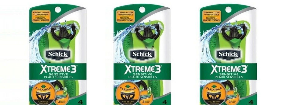 BL Schick Mens Xtreme3 Razor Sensitive Disposable 4 Count -THREE PACK - Image 1 of 1