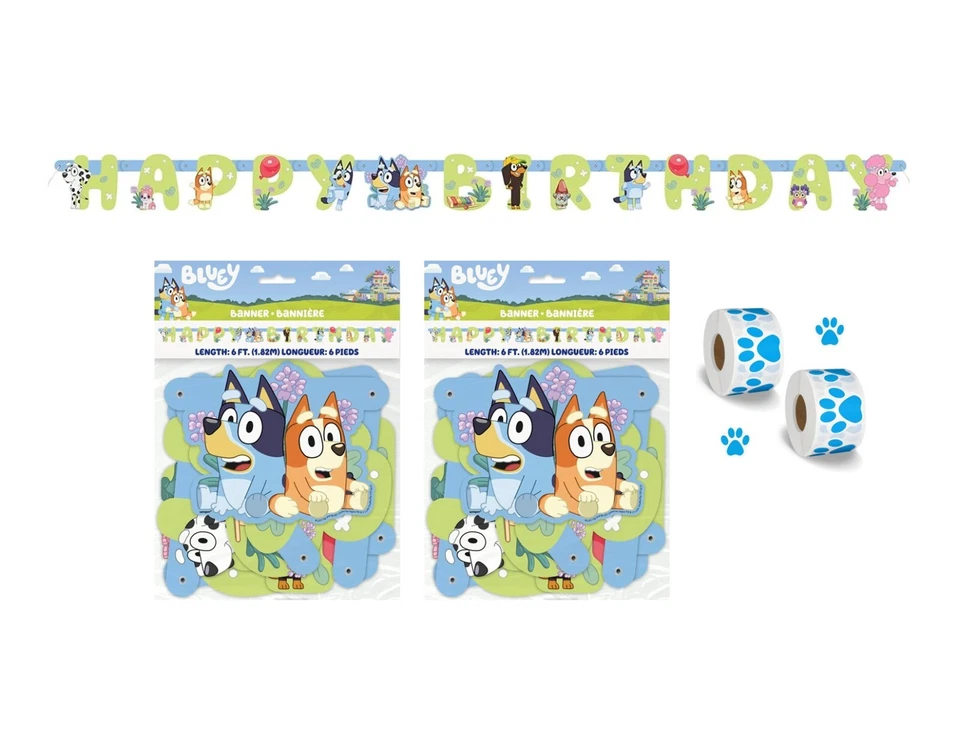 Set Of 2 Bluey & Bingo 6 Foot Banners Birthday Party Decoration Supplies - Image 1 of 1