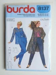 Burda 8137 sewing pattern top trousers jacket coat  sizes 8 to 16 UNCUT UNUSED  - Picture 1 of 2