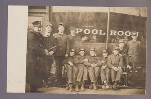 Minneapolis MINNESOTA RPPC c1910 POOL HALL Billard Saloon Bar TROLLEY CREW MN - Bild 1 von 3