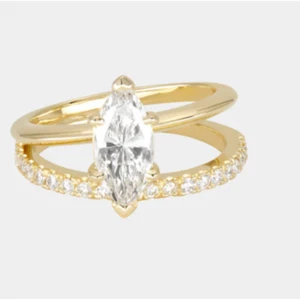 Anillos envolventes oro amarillo 14K diamantes IGI GIA HRD laboratorio cultivado corte marquesa 1,30 quilates - Imagen 1 de 8