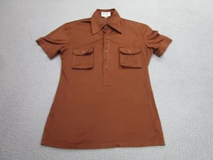 VINTAGE Roland Shirt Mens Small Brown 70s Disco Barrymore Big Collar Polo - Picture 1 of 11