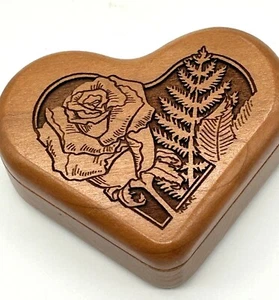 Small Heart Box Rose Fern Magnetic Closure  Wilderness Woods Rose Fern Laser Cut - Picture 1 of 7