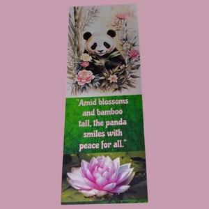 Whimsical Panda with Flowers Bookmark – Cute Nature-Inspired Reading Accessory - Picture 1 of 2